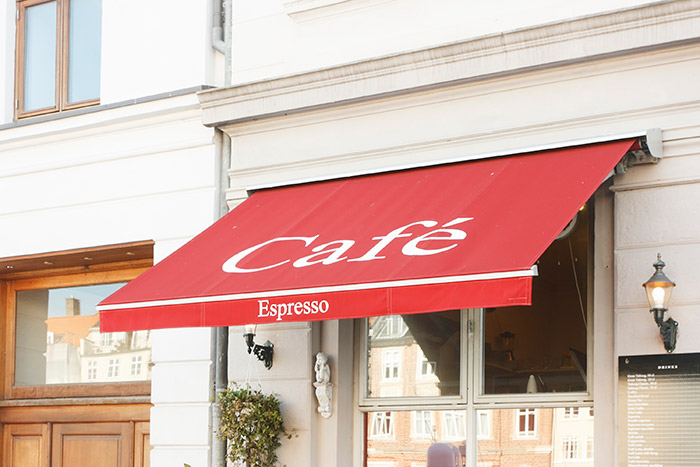 retractable red cafe awning