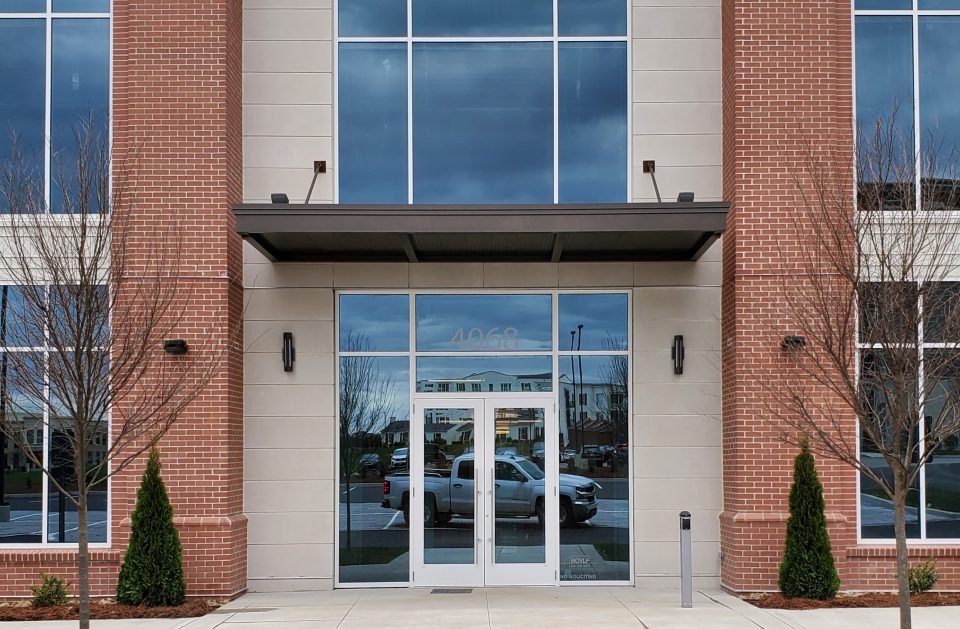architectural awnings on a shopping center