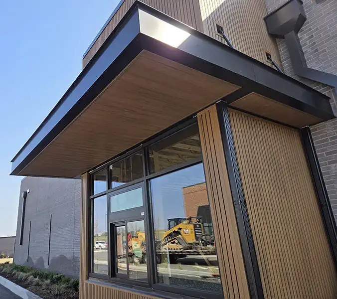 awning on drive through of building